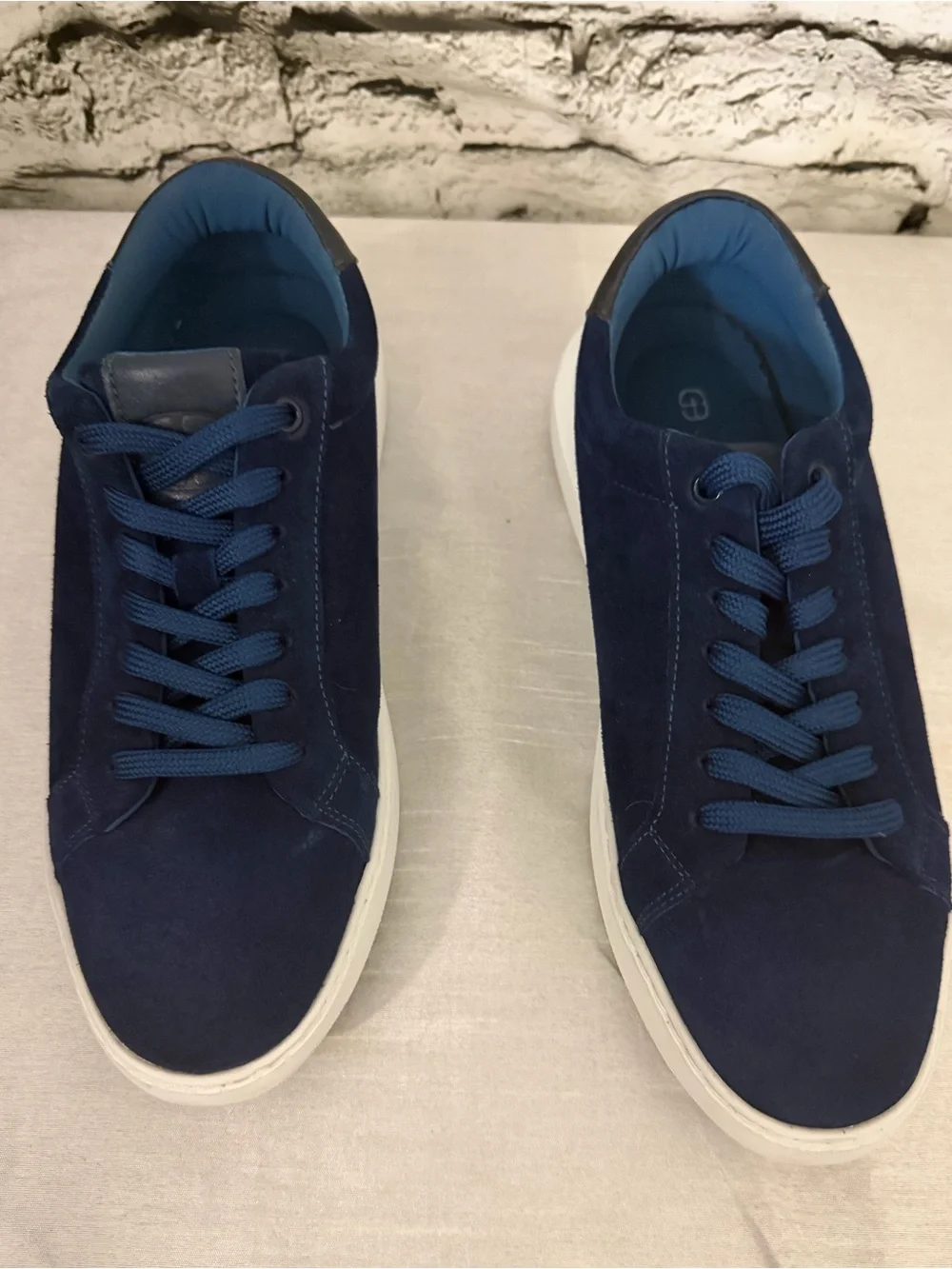 Italian Men's Navy Suede Low-Top Sneakers - G Brown